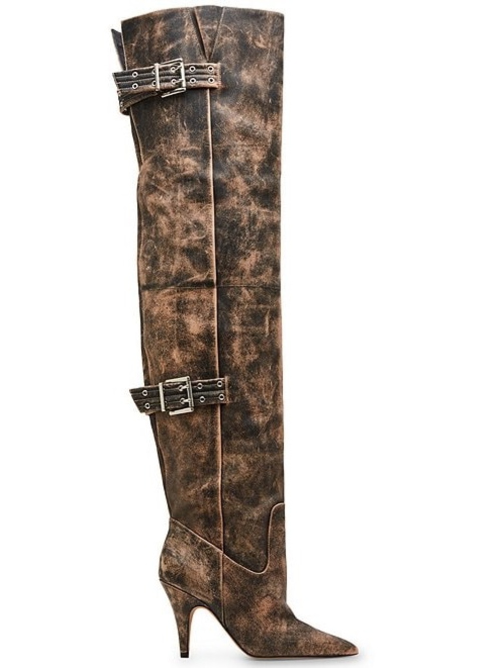 NWT Steve Madden Baddie Distressed Leather Over-The-Knee Moto Boots Sz 6,5 - Picture 9 of 16